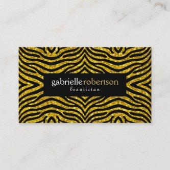 Modern Gold Glitter With Black Zebra Print