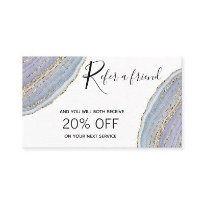 Modern Gold Lavender Geode Agate - Referral Card