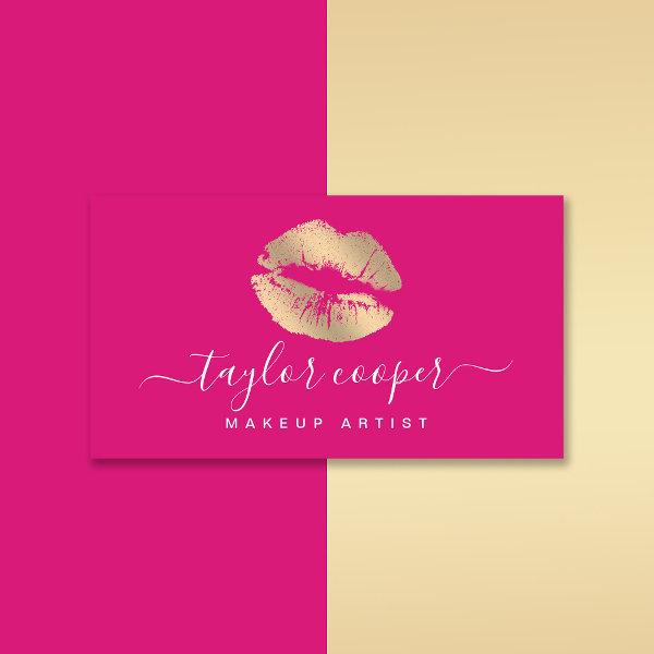 Modern gold lips hot pink makeup artist