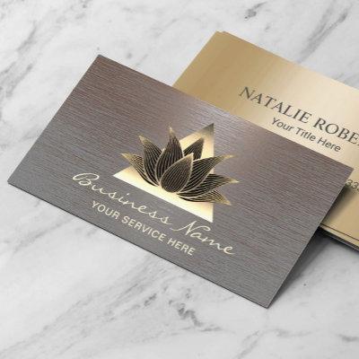 Modern Gold Lotus Logo Stylish Copper Salon Spa