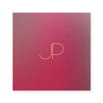 Modern Gold Monogram Structured Textured Look Cool Square