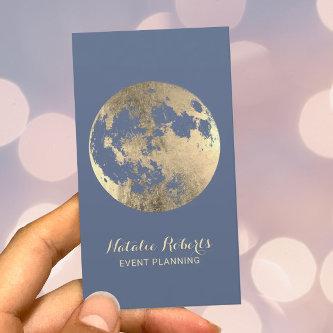 Modern Gold Moon Elegant Dusty Blue Event Planning