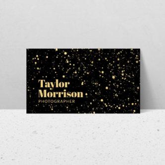Modern Gold Paint Splatter Pattern on Black