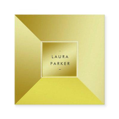 Modern Gold Polygon Geometric Contemporary Square