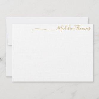 Modern Gold Script Calligraphy name note card