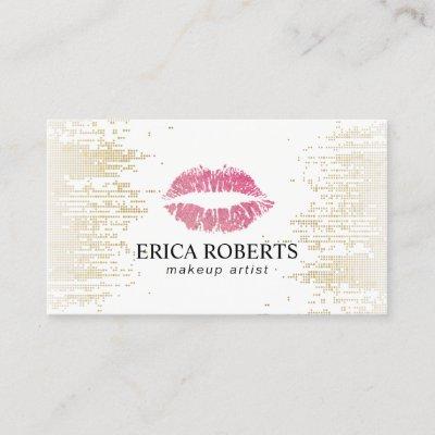 Modern Gold Sequins Hot Pink Lips Makeup Artist