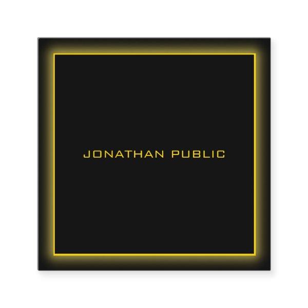 Modern Gold Text Frame Elegant Black Background Square