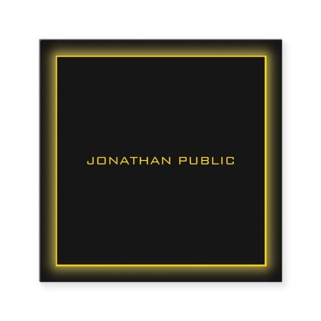 Modern Gold Text Frame Elegant Black Background Square