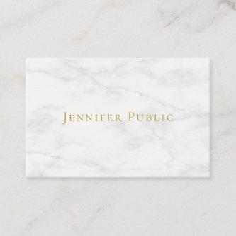 Modern Gold Text White Marble Minimalist Template