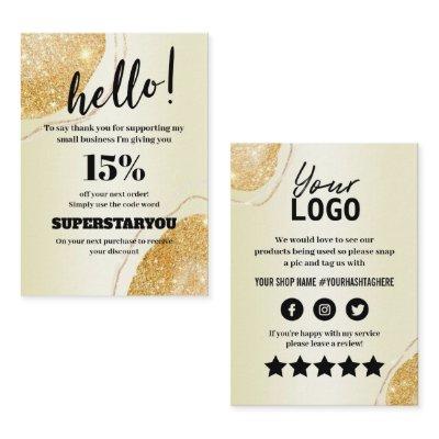 Modern Gold Thank You Discount Insert Card