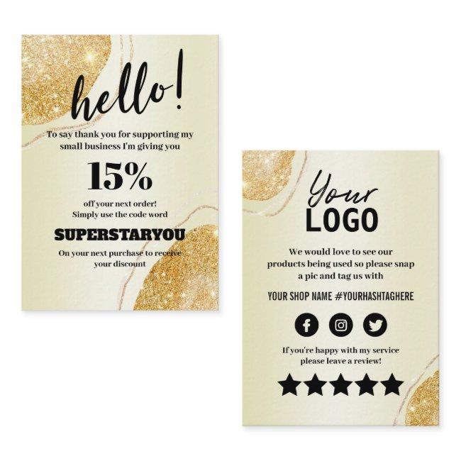 Modern Gold Thank You Discount Insert Card