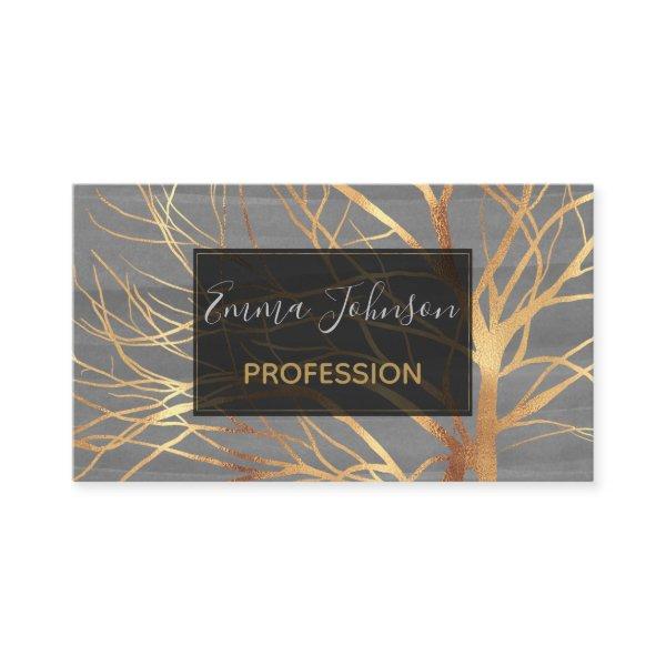 Modern Gold Tree Silhouette Minimal Gray Design