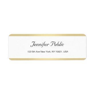 Modern Gold White Elegant Handwriting Minimalist Label