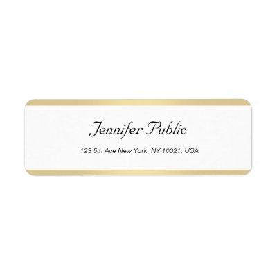 Modern Gold White Elegant Handwriting Minimalist Label
