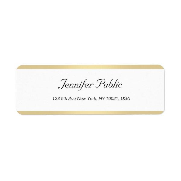Modern Gold White Elegant Handwriting Minimalist Label