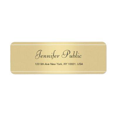 Modern Gold White Hand Script Simple Template Chic Label