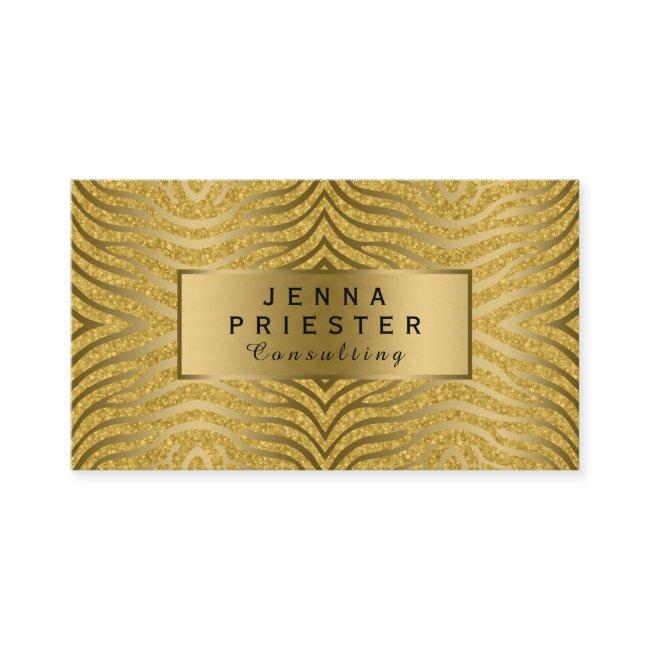 Modern Gold Zebra Stripes & Glitter Pattern