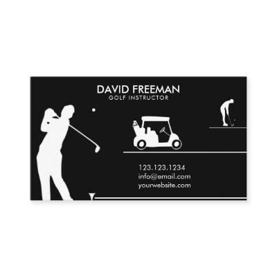 Modern Golfer & Cart Black Golf Instructor