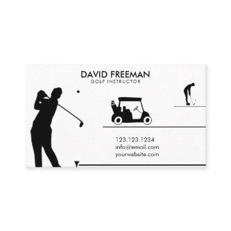 Modern Golfer & Cart White Golf Instructor