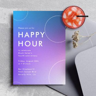 Modern Gradient Happy Hour (Blue) Invitation