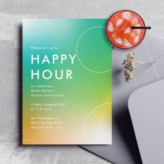 Modern Gradient Happy Hour (Green) Invitation