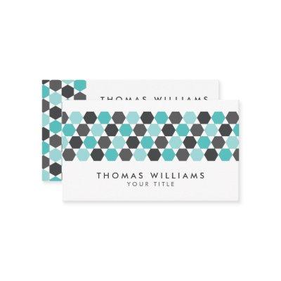 Modern gray and aqua blue hexagon border