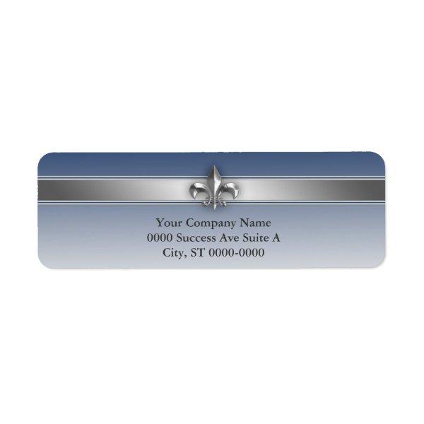 Modern Gray and Blue Silver Fleur de Lis Label