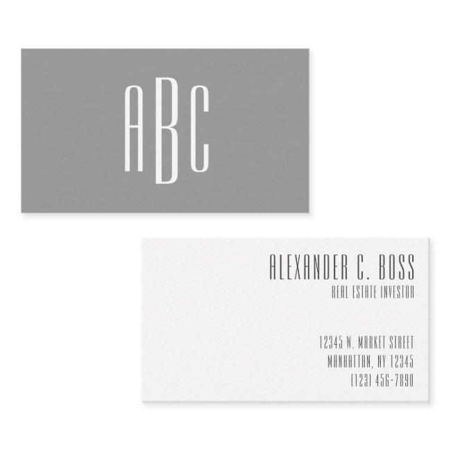 Modern Gray and White Simple Three Letter Monogram