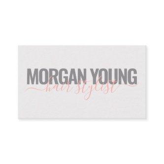 Modern gray coral hair stylist script signature