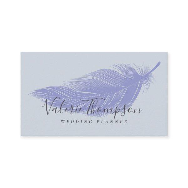 Modern gray dusty blue chic elegant boho feather