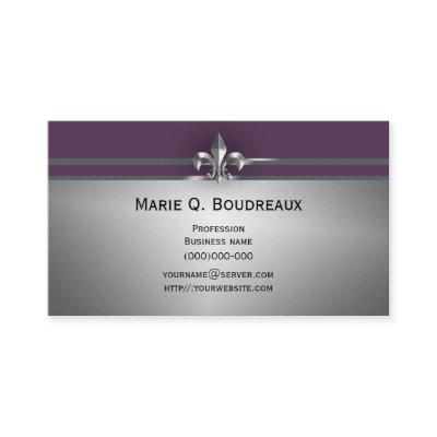 Modern Gray Eggplant Fleur de Lis