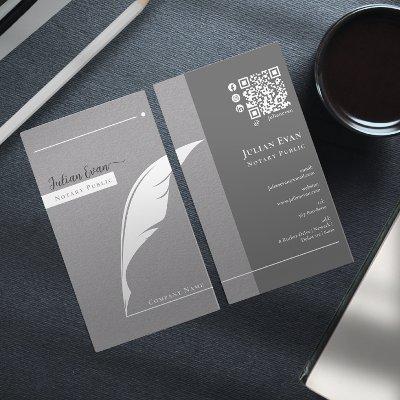 Modern Gray Feather Pen nib Logo Notary Public