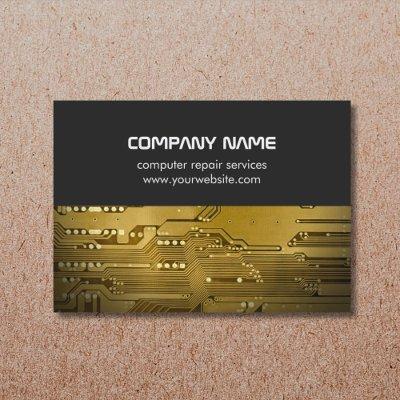 Modern Gray Gold Circuit Board Computer Repair