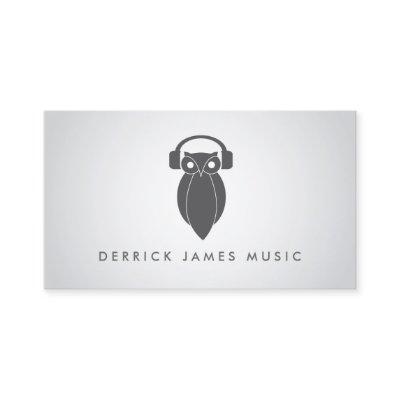 Modern Gray Night Owl Logo DJ, Band, Musician