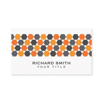 Modern gray orange blue hexagon border