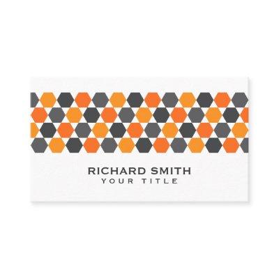 Modern gray orange blue hexagon border