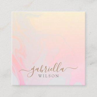 Modern Gray| Pink Peach Gradient Marble Signature Square