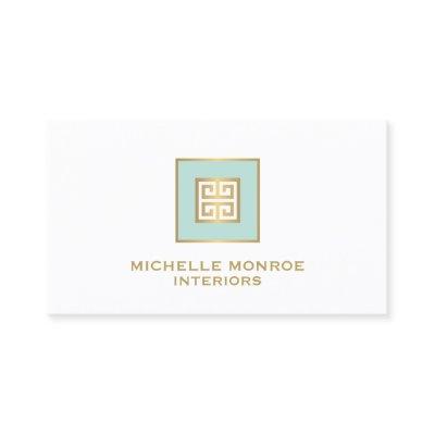 Modern Greek Key Designer Logo Gold/Mint