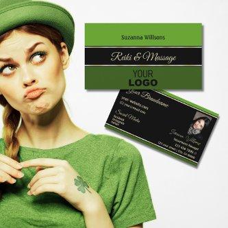 Modern Green Borders on Black with Logo and Photo