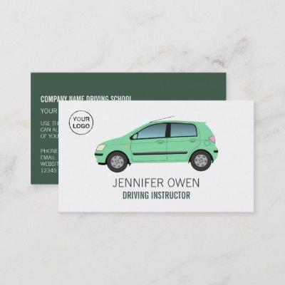 Modern Green Car, Driving School, Instructor
