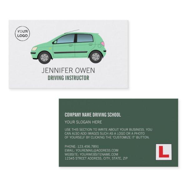 Modern Green Car, Driving School, Instructor