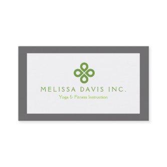 MODERN GREEN CLOVER LOGO on WHITE with GRAY BORDER