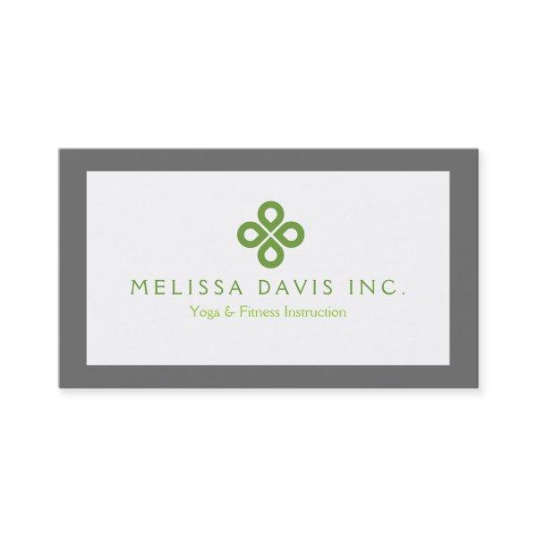 MODERN GREEN CLOVER LOGO on WHITE with GRAY BORDER