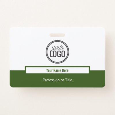 Modern Green Color Block Professional Name Tag Badge