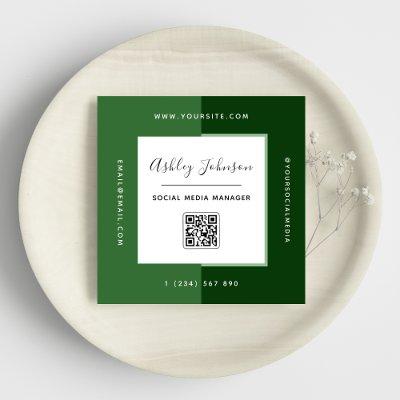 Modern Green Color Blocks QR Code Social Media Square