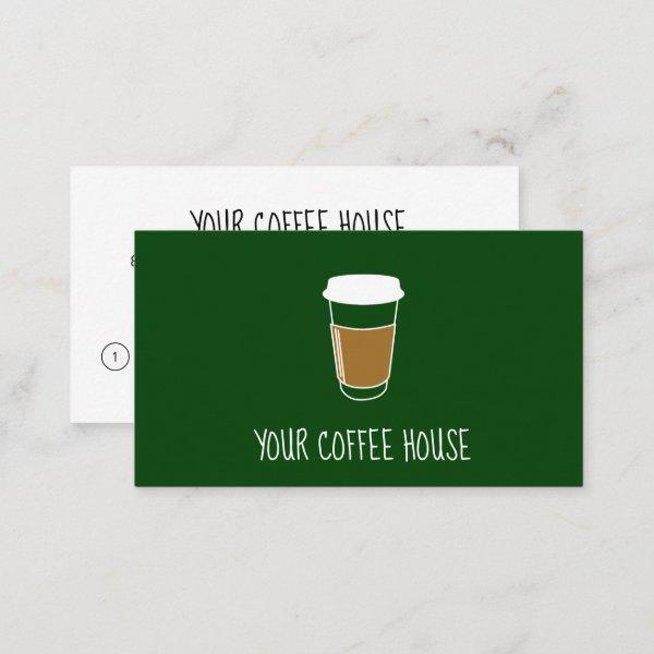 Modern Green Custom Coffee House Loyalty Card