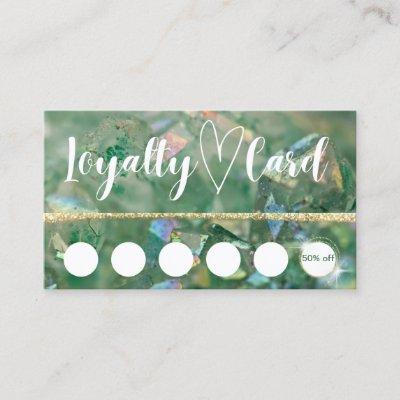 Modern Green & Gold Crystal Customer Loyalty Card