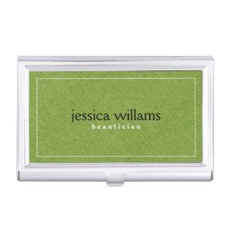 Modern Green Linen Texture White Frame Case For