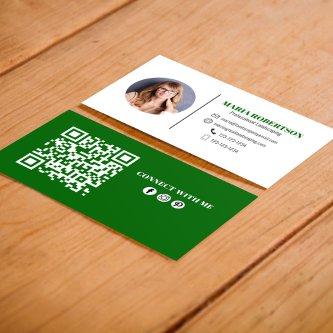 Modern Green Minimalist QR Code Social Media