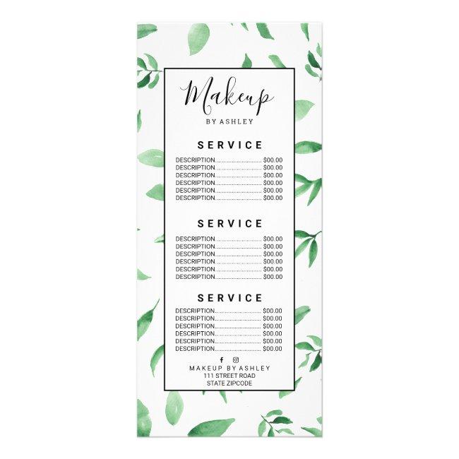 Modern green olive branch leaf botanical pattern rack card
